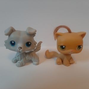 Littlest Pet Shop lot of 2- collie dog and cat